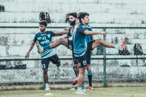 Chennaiyin FC players during a training session ahead of their ISL match against Jamshedpur FC. PIC CREDIT-CHENNAIYIN FC.