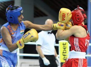 Nitu (Blue) in action at 73rd Strandja Memorial Boxing Tournament in Sofia, Bulgaria. (File photo)