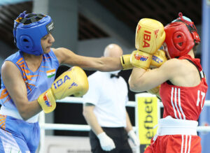  Nitu (Blue) in action at 73rd Strandja Memorial Boxing Tournament in Sofia, Bulgaria.