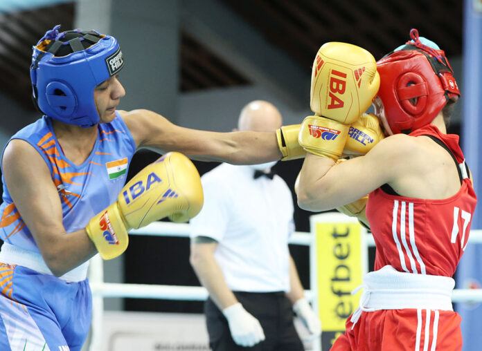 Nitu (Blue) in action at 73rd Strandja Memorial Boxing Tournament in Sofia, Bulgaria.