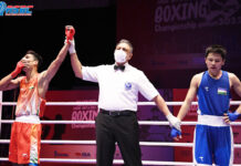 एशियाई युवा और जूनियर बॉक्सिंग : विश्वनाथ व आनंद शानदार जीत के साथ फाइनल में Anand Yadav (in Red) reacts after winning the youth boys' 54kg semi-final at the 2022 ASBC Asian Youth & Junior Boxing Championships in Amman, Jordan on Friday, March 11, 2022