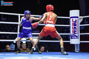 Krrish Pal (in Red) in action duing the 46kg junior boys semi-final at the 2022 ASBC Asian Youth & Junior Boxing Championships in Amman, Jordan on Thursday, March 10, 2022