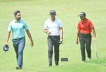 Hitaashee Bakshi, Ankur Chadha & Aadil Bedi’s team leads on day one First round leaders - Team comprising of (L - R) Ankur Chadha, Aadil Bedi, Hitaashee Bakshi