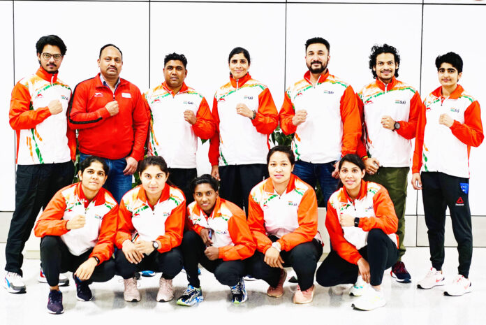 Indian women boxers pose along with coaches ahead of 2022 Thailand Open