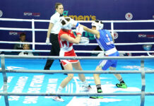 परवीन शानदार जीत से विश्व मुक्केबाजी चैंपियनशिप के दूसरे दौर में India’s Parveen (in Blue) punches Ukraine's Mariia Bova during the 63kg opening round match at the 12th IBA Women’s World Boxing Championships in Istanbul on Wednesday