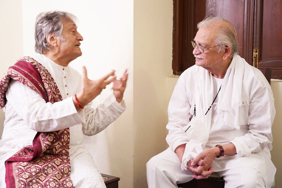 Ustad Amjad Ali Khan and Gulzar Saab at the Morning Raga concert at The Royal Opera House.