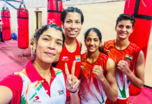 लवलीना, निकहत सहित ये चार महिला मुक्केबाजी टीम में, राष्ट्रमंडल खेल-2022 में लेंगी हिस्सा (From L) Nikhat Zareen, Lovlina Borgohain, Nitu and Jaismine pose after securing place in the Indian team for the 2022 Commonwealth Games