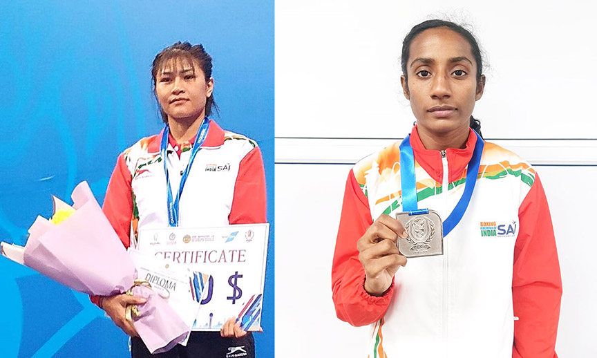 Silver medalist Jamuna boro (left) & kalavani (right)