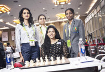 ओपन सेक्शन का सातवां राउंड : भारत-ए के सामने भारत-सी की चुनौती India's Women Team A ahead at the ongoing 44th Chess Olympiad in Mamallapuram, Tamil Nadu. Photo credit - Stev Bonhage (1)