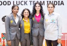 भारतीय महिलाओं का तहलका, 44वें चेस ओलंपियाड में जीता कांस्य पदक Players of bronze medal-winning Indian women's A team at the 44th Chess Olympiad Photo credit - Stev Bonhage