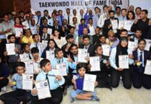 ताइक्वांडो हॉल ऑफ फेम इंडिया अवार्ड से 85 खिलाड़ी व विभूति सम्मानित