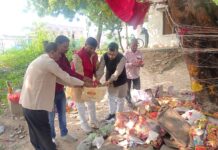 दीपावली पूजन के बाद घरों से हटाई गई लक्ष्मी गणेश व अन्य भगवानों की मूर्तियों का विसर्जन