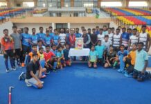 बराबरी पर छूटा भीमराव अंबेडकर इलेवन व महात्मा गांधी इलेवन के बीच हॉकी मैच