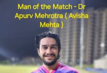 अवीशा मेहता इलेवन की जीत में चमके अपूर्व मेहरोत्रा