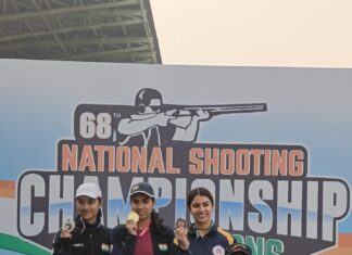 68वीं राष्ट्रीय शूटिंग चैंपियनशिप प्रतियोगिताओं (एनएससीसी) के पहले फाइनल दिवस पर रायज़ा ढिल्लों ने महिला स्कीट खिताबों पर किया कब्ज़ा