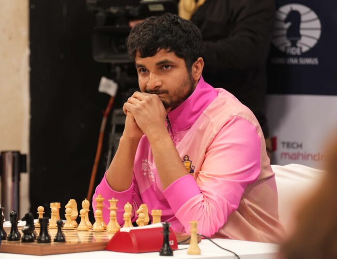 Vidit Gujarathi in action at the Tech Mahindra Global Chess League