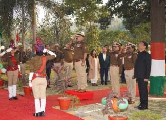 गणतंत्र दिवस पर कारागार मुख्यालय में भव्य समारोह, महानिदेशक पी. सी. मीना ने किया ध्वजारोहण