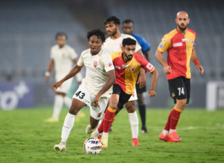 एज़ेज़्ज़ारी के डबल से ईस्ट बंगाल टॉप पर, दिल्ली की 4-1 से हार