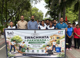 साई लखनऊ में स्वच्छता अभियान, खिलाड़ियों ने संभाली परिसर साफ रखने की जिम्मेदारी