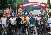 तिरंगा साइकिल यात्रा से गूंजा लखनऊ छावनी, खेल-फिटनेस और राष्ट्रप्रेम का संदेश