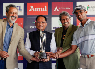 छत्तीसगढ़ के मुख्यमंत्री विष्णु देव साय और DP World PGTI के अध्यक्ष कपिल देव ने नवा रायपुर ओपन 2026 का उद्घाटन किया